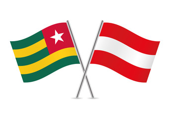 Togo and Austria flags. Vector illustration.
