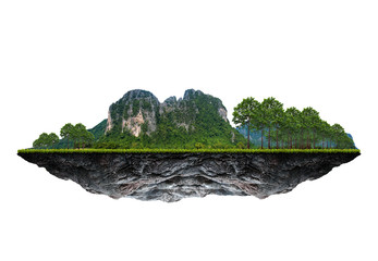 The floating island on white background.