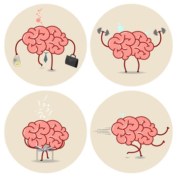 Brain cartoon vector isolated image set