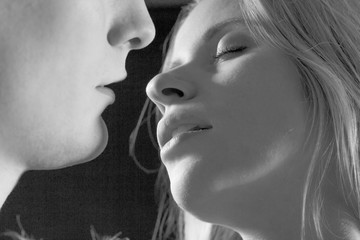 Sensual young couple kissing