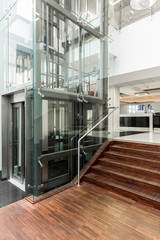 Modern corridor with wooden parquet