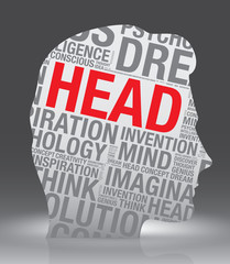 Mind head of man with word cloud vector concept