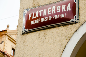 Platnerska Street Sign - Prague - Czech Republic