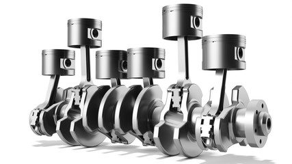 3d pistons and crankshaft, automotive engine