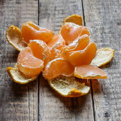 Mandarin on a wooden background
