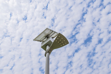 Solar powerd street lamp with blue sky and cloud