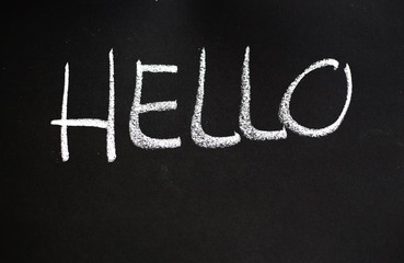 Fototapeta premium Hello on blackboard background
