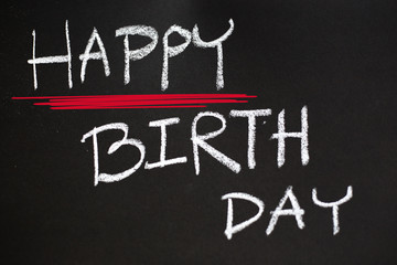 Obraz premium Happy birthday on blackboard background 