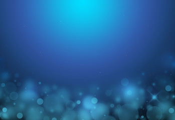 Obraz premium Dark blue sparkles below glitter rays lights bokeh abstract background/texture.