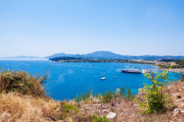 Fototapeta na wymiar Marina with yachts, Corfu city