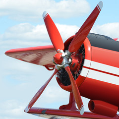 Red plane with propeller
