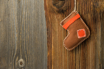 Weihnachten Holzhintergrund mit Baum und Stiefel Banner