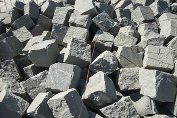 Square stone bricks for wall construction