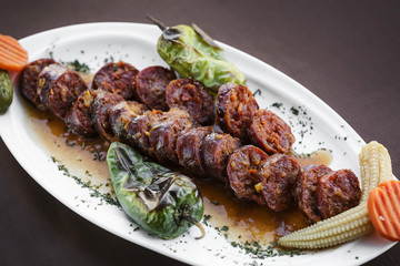 Portuguese spanish roast bbq grilled chourico chorizo spicy saus