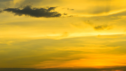 Beautiful orange sky with sunlight and sunset