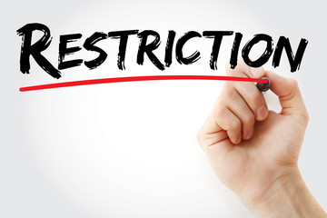 Hand writing Restriction with marker, concept background