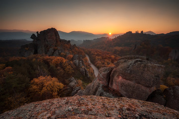 Fototapeta na wymiar Magnificent sunset view of the Belogradchik rocks, Bulgaria