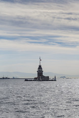 Leuchtturm, Leanderturm oder Mädchenturm, Kız Kulesi, bei Sonnenuntergang, Insel im Bosporus, Üsküdar, Istanbul Türkei