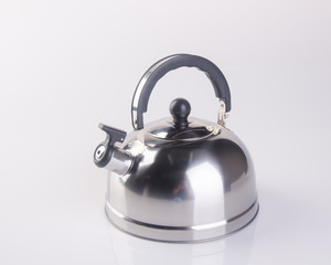 kettle or stainless steel kettle on background.