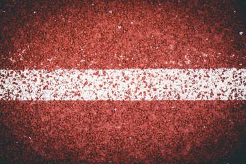 Close up line rubber running track standard.Vintage or retro tone.