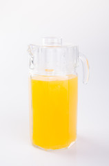 Orange juice in glasses on white background.