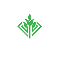 green leaf and sprout vector logo concept illustration.Agriculture logo.  green leaf and Sprouts logo template. Eco green logo Design element.