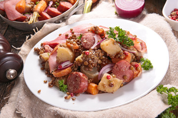 lentils with meat and vegetable