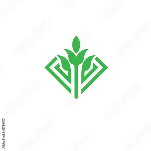 Green Leaf And Sprout Vector Logo Concept Illustration Agriculture