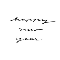 happy new year hand ink writing calligraphy style on white background