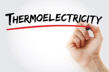 Hand writing Thermoelectricity with marker, concept background