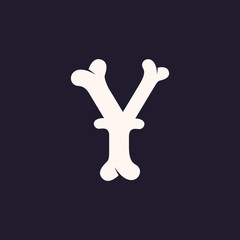 Y letter logo made out of bones.