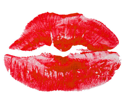 Red lips imprint isolated on white background