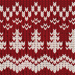 Knitted Christmas and New Year pattern with snowflakes , vector illustration