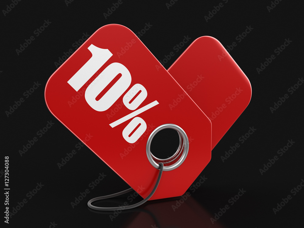 Poster label 10%. image with clipping path