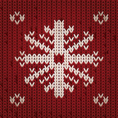 Knitted winter card with snowflake, vector illustration