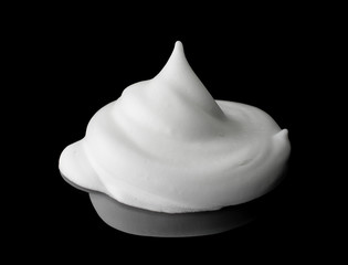Soap foam Shaving cream bubble isolated on black background obje