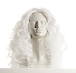 Mannequin Female Head with Wig on White