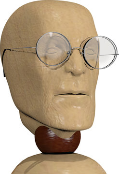 Boneco de madeira usando &oacute;culos