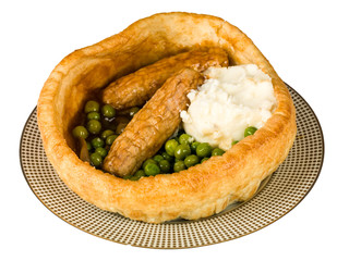 Sausage and Mash in a Yorkshire Pudding