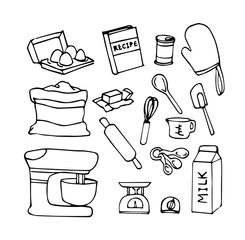 Vector of hand draw set of bakery icon