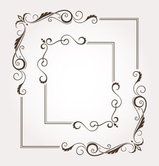 Set of two floral frames and page decoration. Vector illustration