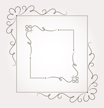 Set of two floral frames and page decoration. Vector illustration