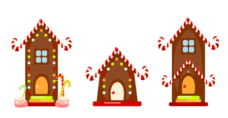 Christmas gingerbread houses. Cookies. Raster clip art.
