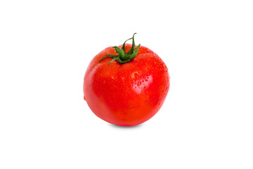 a fully mature tomato with drops of water