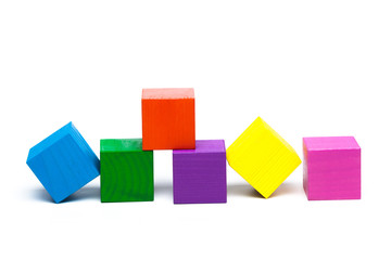 colored children cubes on  white isolated background