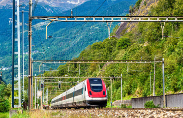 Tilting high-speed train on the Gotthard railway