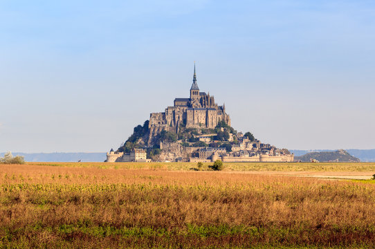 Mont Saint Michel on autumn sunny day, Normandy, France