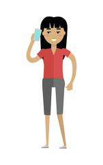 European Woman in Blouse and Breeches Speaking