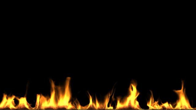 Frame of fire. Isolated flames burn the the lower border of the screen. Alpha matte included.