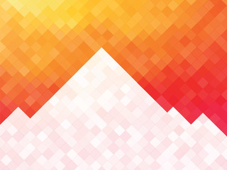 white orange squares mosaic background with mountain